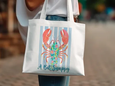 A Bit Snappy Floral Lobster T-Shirt Digital Download, Whimsical Coastal Nautical Ocean Tee Design, Funny Sea Life Art