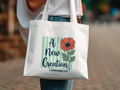 A New Creation Christian T Shirt Digital File | Christian Faith Bible Verse Poppy Floral PNG for Women, Inspirational Scripture Tee
