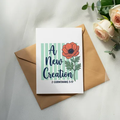 A New Creation Christian T Shirt Digital File | Christian Faith Bible Verse Poppy Floral PNG for Women, Inspirational Scripture Tee