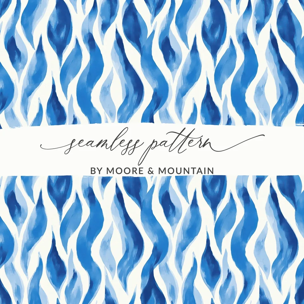 Abstract Artistic Flowing Blues Pattern Water Color Style Digital