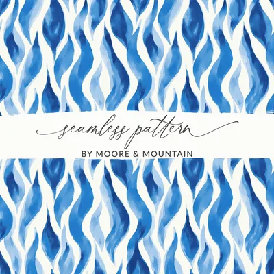 Abstract Artistic Flowing Blues Pattern Water Color Style Digital