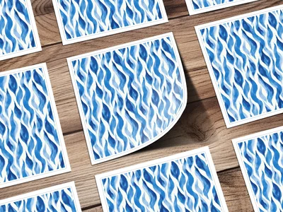 Abstract Artistic Flowing Blues Pattern Water Color Style Digital