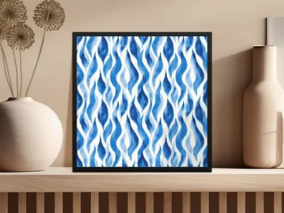 Abstract Artistic Flowing Blues Pattern Water Color Style Digital