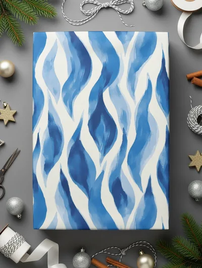 Abstract Artistic Flowing Blues Pattern Water Color Style Digital