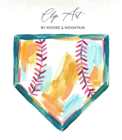 Abstract Baseball Home Plate Digital Design, Watercolor Sports Clipart for Baseball Mom Gift, Printable Wall Art, Team Coach SVG PNG