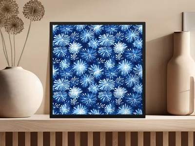 Abstract Blue Sparkle Fireworks Pattern Watercolor Style Backdrop Digital
