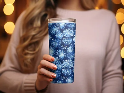 Abstract Blue Sparkle Fireworks Pattern Watercolor Style Backdrop Digital