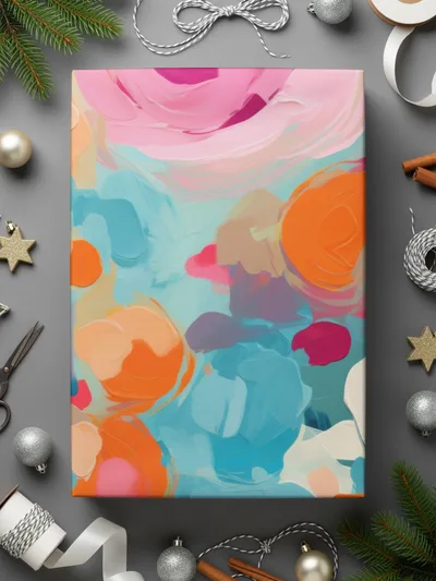 Abstract Brush Strokes Blue and Pink Acrylic Painted