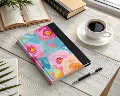 Abstract Brush Strokes Blue and Pink Impressionistic Floral