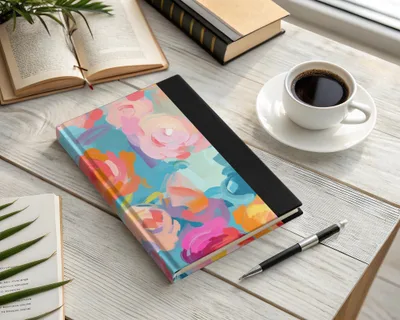 Abstract Brush Strokes Blue and Pink Impressionistic Floral