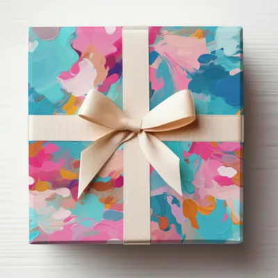Abstract Brush Strokes Bright Pink and Light Blue