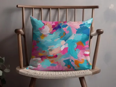 Abstract Brush Strokes Bright Pink and Light Blue