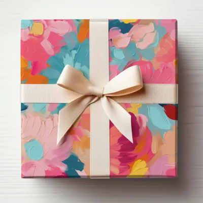 Abstract Brush Strokes Bright Pink and Light Blue