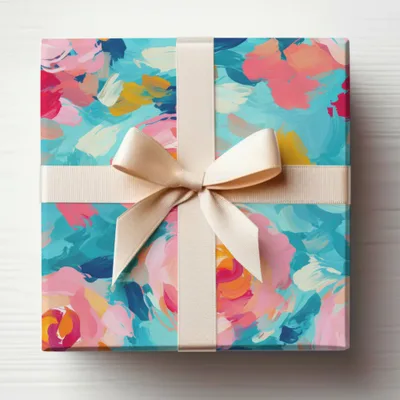 Abstract Brush Strokes Bright Pink and Light Blue