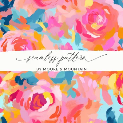 Abstract Brush Strokes Bright Pink and Light Blue