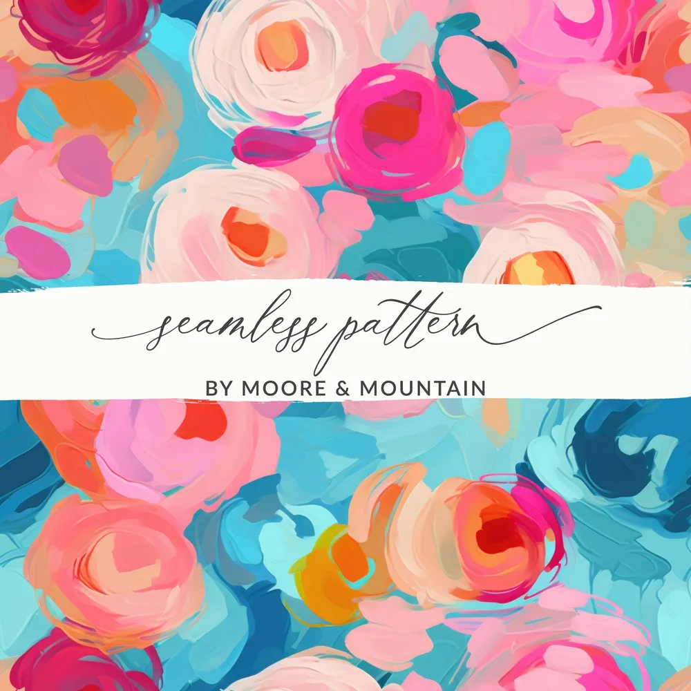 Abstract Brush Strokes Bright Pink and Light Blue Acrylic Painted