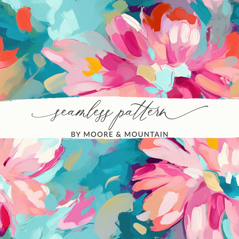 Abstract Brush Strokes Bright Pink and Light Blue Background