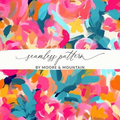 Abstract Brush Strokes Bright Pink and Light Blue Digital