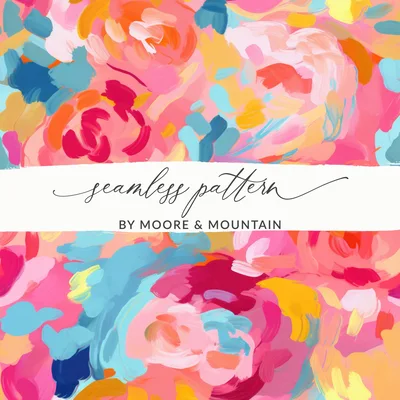 Abstract Brush Strokes Bright Pink and Light Blue Digital