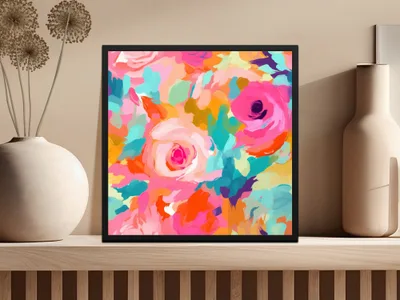 Abstract Brush Strokes Bubblegum Pink and Light Blue