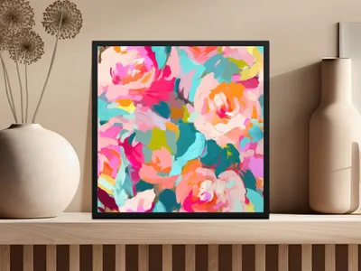Abstract Brush Strokes Bubblegum Pink and Light Blue Artwork