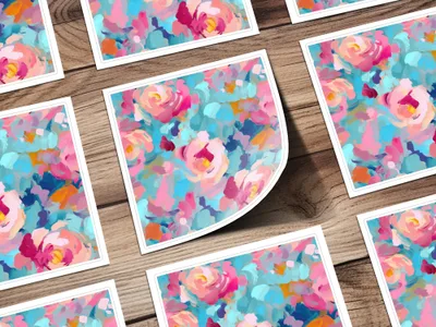 Abstract Brush Strokes in Bubblegum Pink and Light Blue Digital