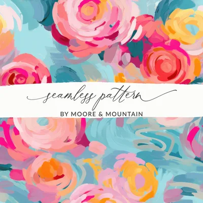 Abstract Brush Strokes with Bright Pink and Light Blue