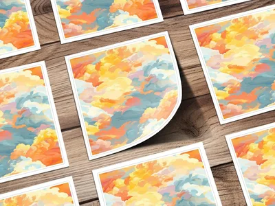 Abstract Cloud Digital Paper, Painted Sky Seamless Pattern, JPEG Digital Download, Two Scales