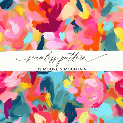Abstract Colorful Bright Pink and Light Blue Acrylic Painted