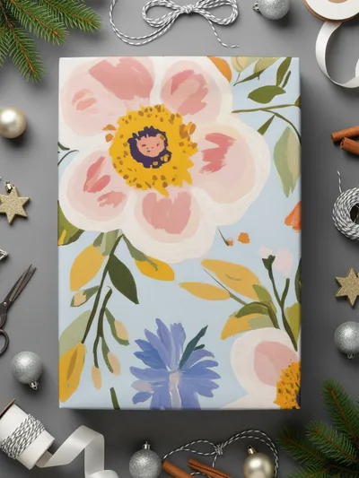 Abstract Floral Seamless Pattern, Blue, Modern Gouache Painted, Digital Paper, Floral Pattern, Flower Print, Fruit Pattern, Digital