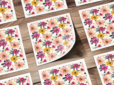 Abstract Floral Seamless Pattern Digital Paper | Modern Painterly Flowers Print, Vibrant Blossom Design