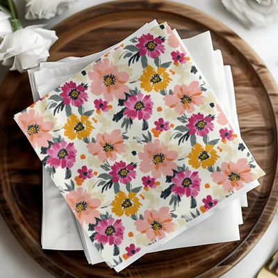 Abstract Floral Seamless Pattern Digital Paper | Modern Painterly Flowers Print, Vibrant Blossom Design