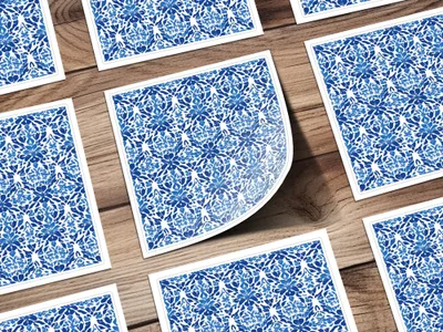 Abstract Indigo Blooms Floral Repeat Pattern Azure Harmony Digital