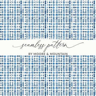 Abstract Indigo Tribal Watercolor Pattern Illustration Art Digital