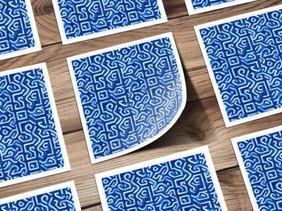 Abstract Maze Pattern in Blue Shades Cool Design Digital