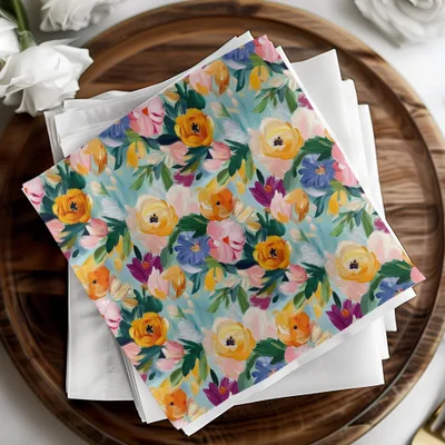 Abstract Painted Floral Artwork Spring Jewel Tones
