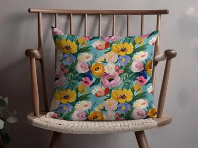 Abstract Painted Floral Garden in Spring Jewel Tones
