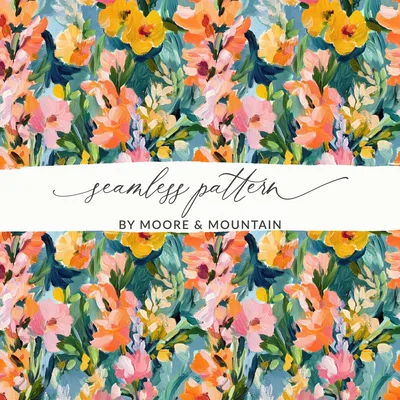 Abstract Painted Floral Spring Delightful Colors