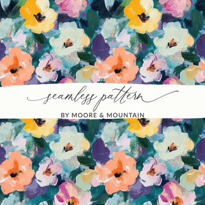 Abstract Painted Floral Spring Flowers Impression Digital