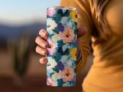 Abstract Painted Floral Spring Flowers Impression Digital