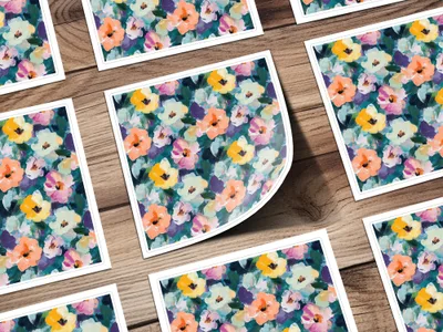 Abstract Painted Floral Spring Flowers Impression Digital