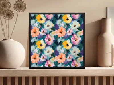 Abstract Painted Floral Spring Flowers Impression Digital