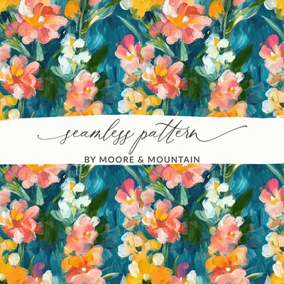 Abstract Painted Floral Spring Hues Seamless Art