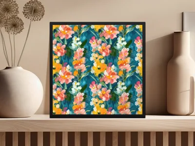 Abstract Painted Floral Spring Hues Seamless Art