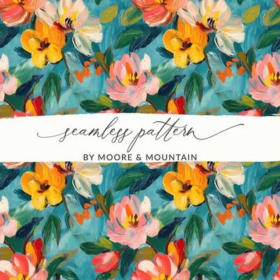 Abstract Painted Flowers Pattern Spring Colors Delightful