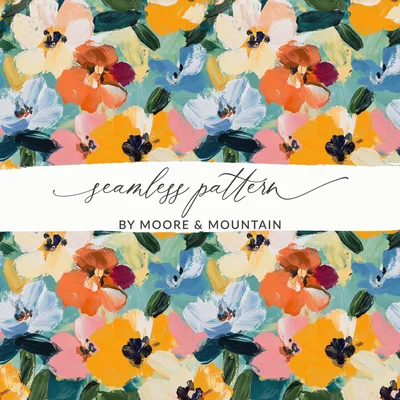Abstract Painted Spring Floral Bloom Seamless Design