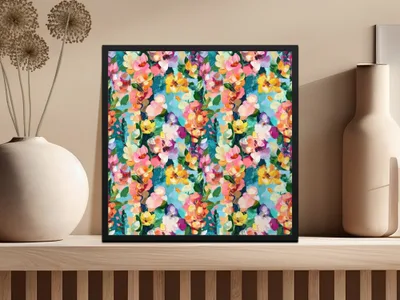 Abstract Painted Spring Floral Jewel Tones Art