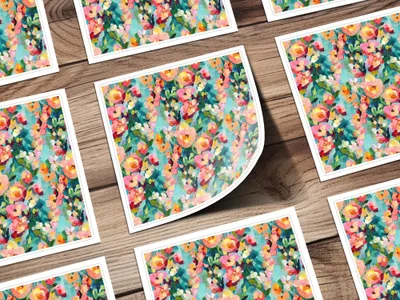 Abstract Painted Spring Floral Jewel Tones Art