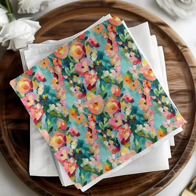 Abstract Painted Spring Floral Jewel Tones Art