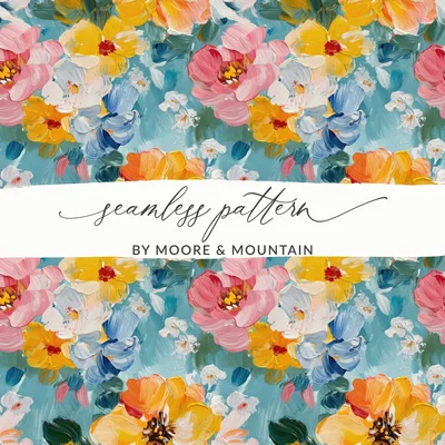 Abstract Painted Spring Floral Pattern Art Digital